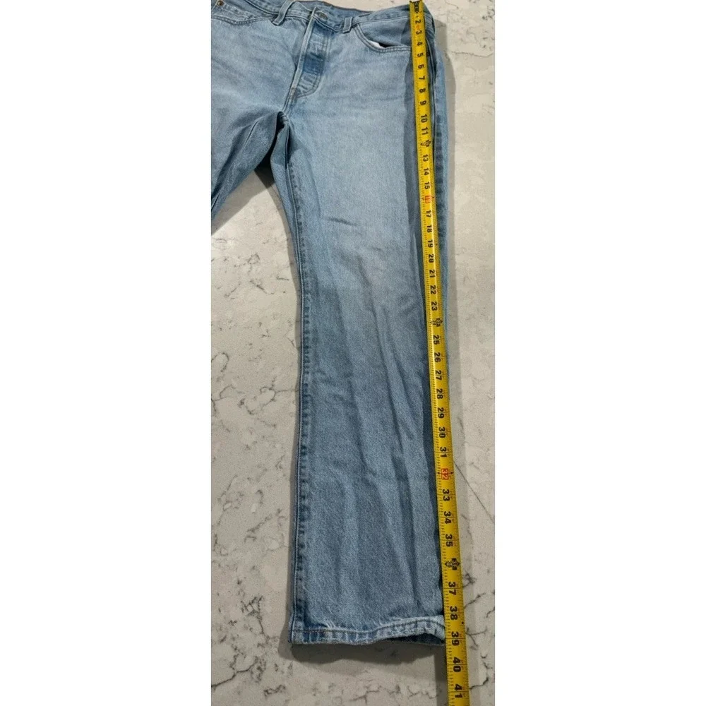 Levi's 501 Jeans Mens 31x30 Blue Light Wash Button Fly Straight Leg Indie Sleaze